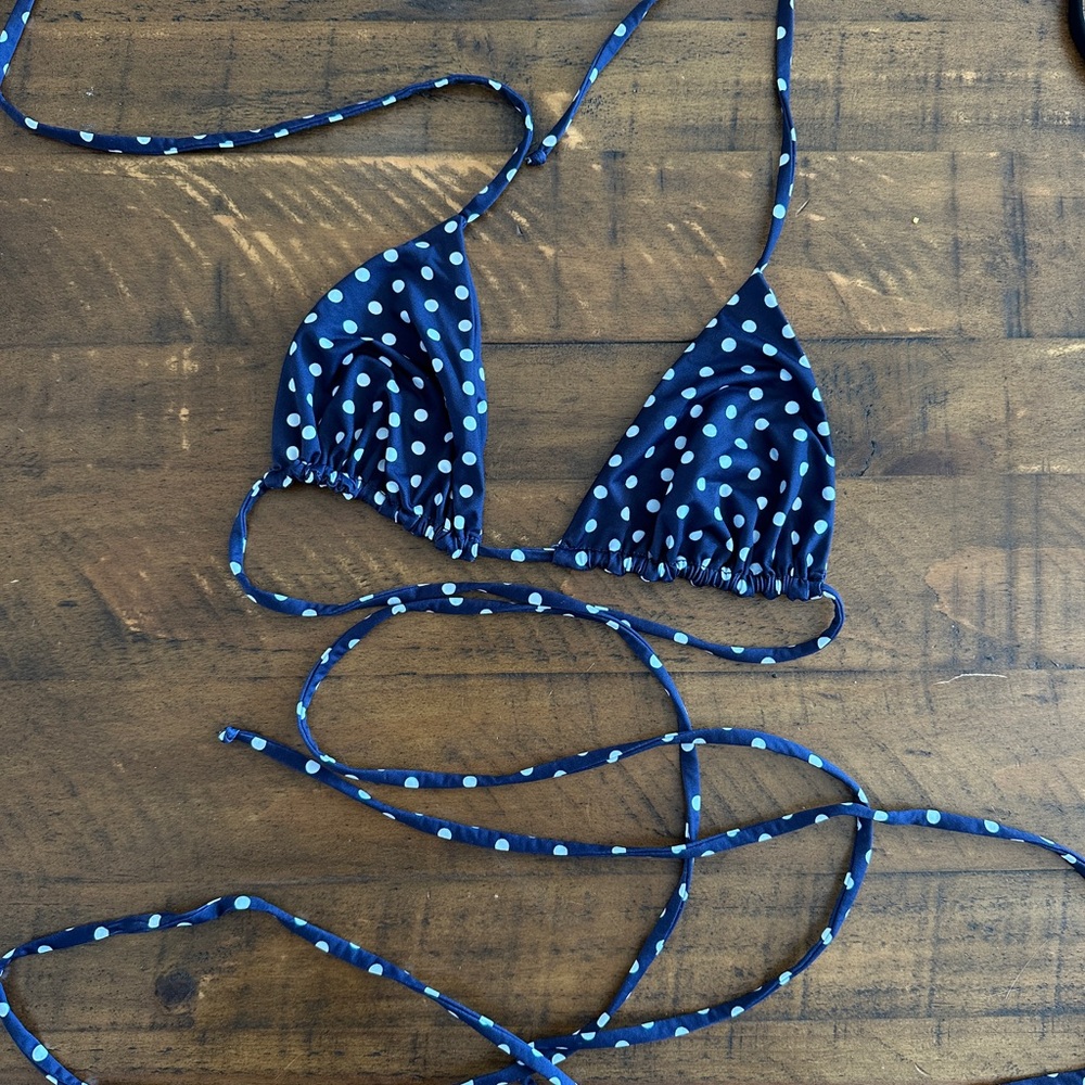 Inamorata Las Olas bikini top in blue polka dot!
